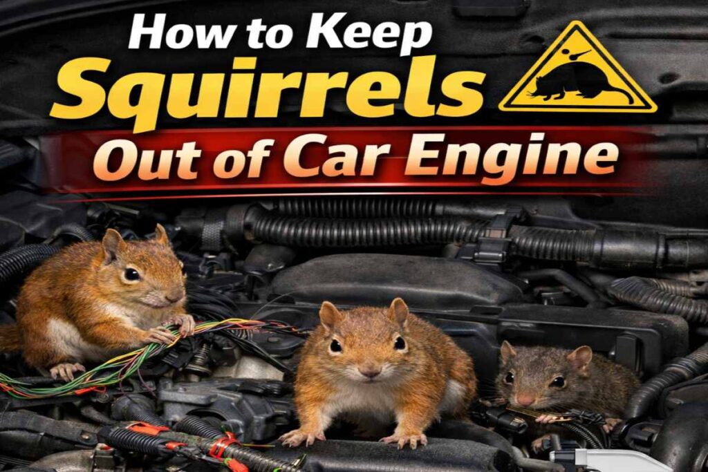 How to keep squirrels out of car engine using repellents, traps, and protective measures