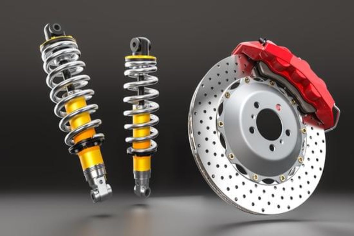 Car suspension struts and springs showing adjustable soft suspension