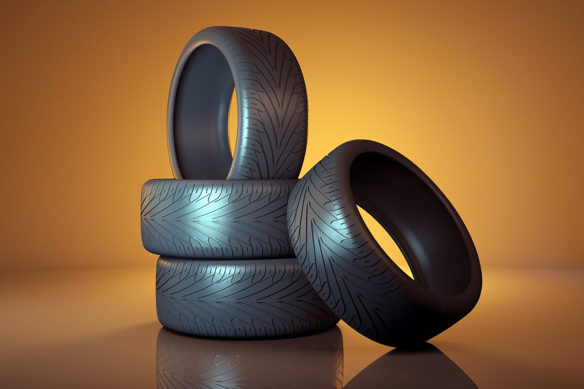 Car tires showing uneven wear due to bad suspension