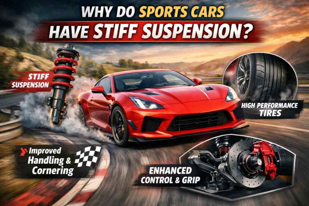Why do sports cars have stiff suspension for improved handling, cornering, and road grip